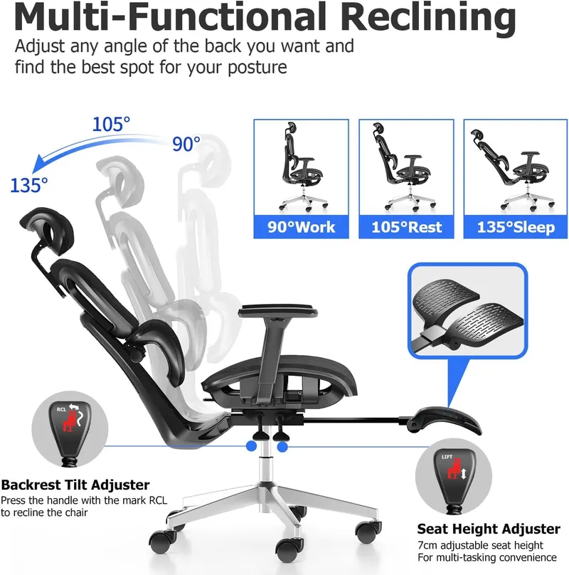 PatioMage Ergonomic Office Chair Big and Tall Desk Chair